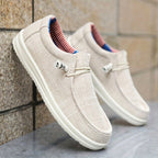 Niklas | Herren Canvas-Loafer mit elastischer Schnürung, leichte Slip-On Schuhe | Nomad NTS | Beige