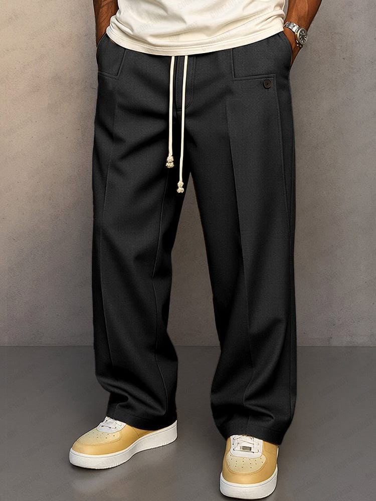 Nils | Herrenhose mit geradem Schnitt, moderne Jogger-Hose | Nomad NTS | Zwart