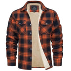 Noah | Herren sherpa-gefütterte Karo-Jacke, Herbstjacke mit Knopfleiste | Nomadnts | Orange