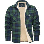 Noah | Herren sherpa-gefütterte Karo-Jacke, Herbstjacke mit Knopfleiste | Nomadnts | Khaki