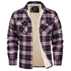 Noah | Herren sherpa-gefütterte Karo-Jacke, Herbstjacke mit Knopfleiste | Nomadnts | Navy Blue