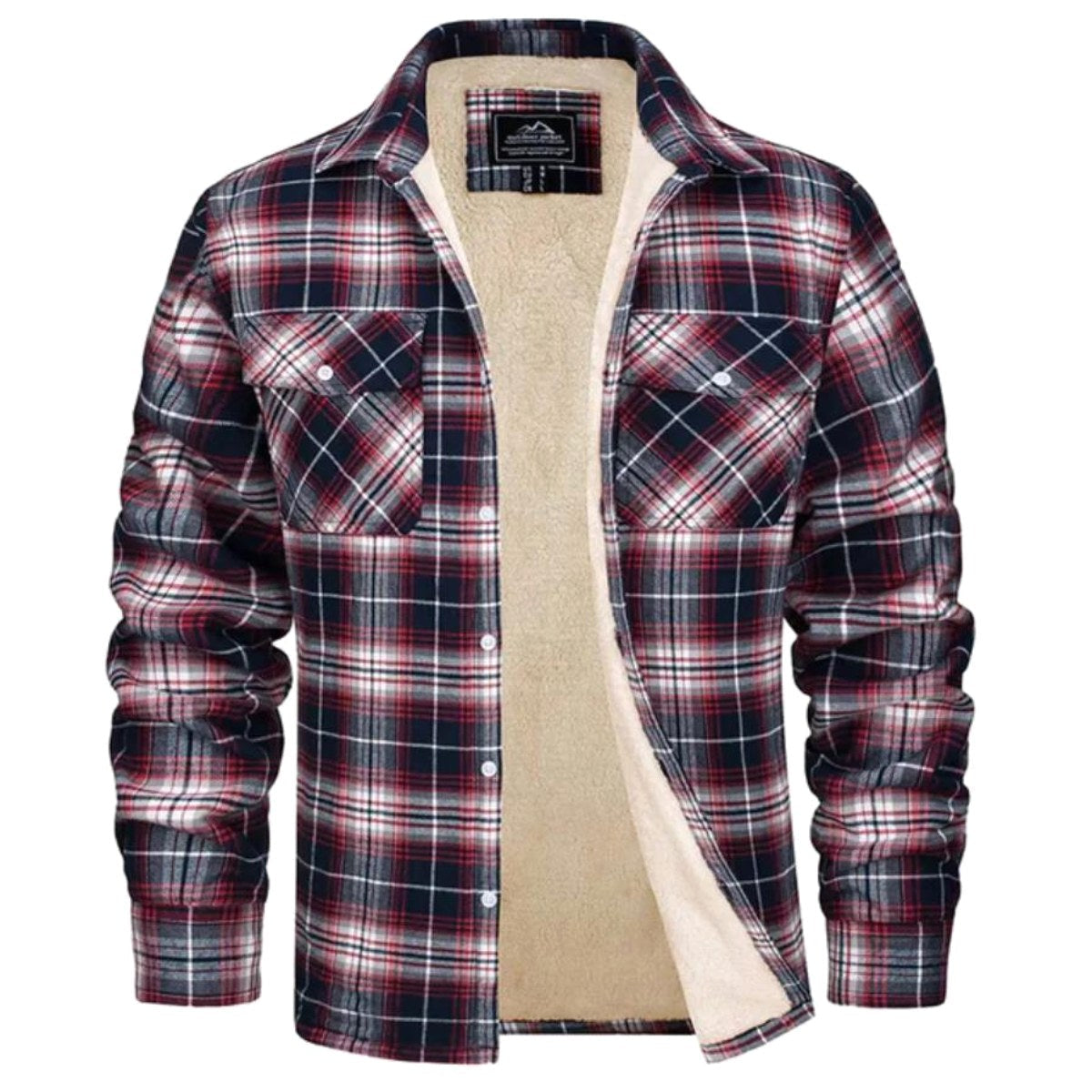 Noah | Herren sherpa-gefütterte Karo-Jacke, Herbstjacke mit Knopfleiste | Nomadnts | Navy Blue