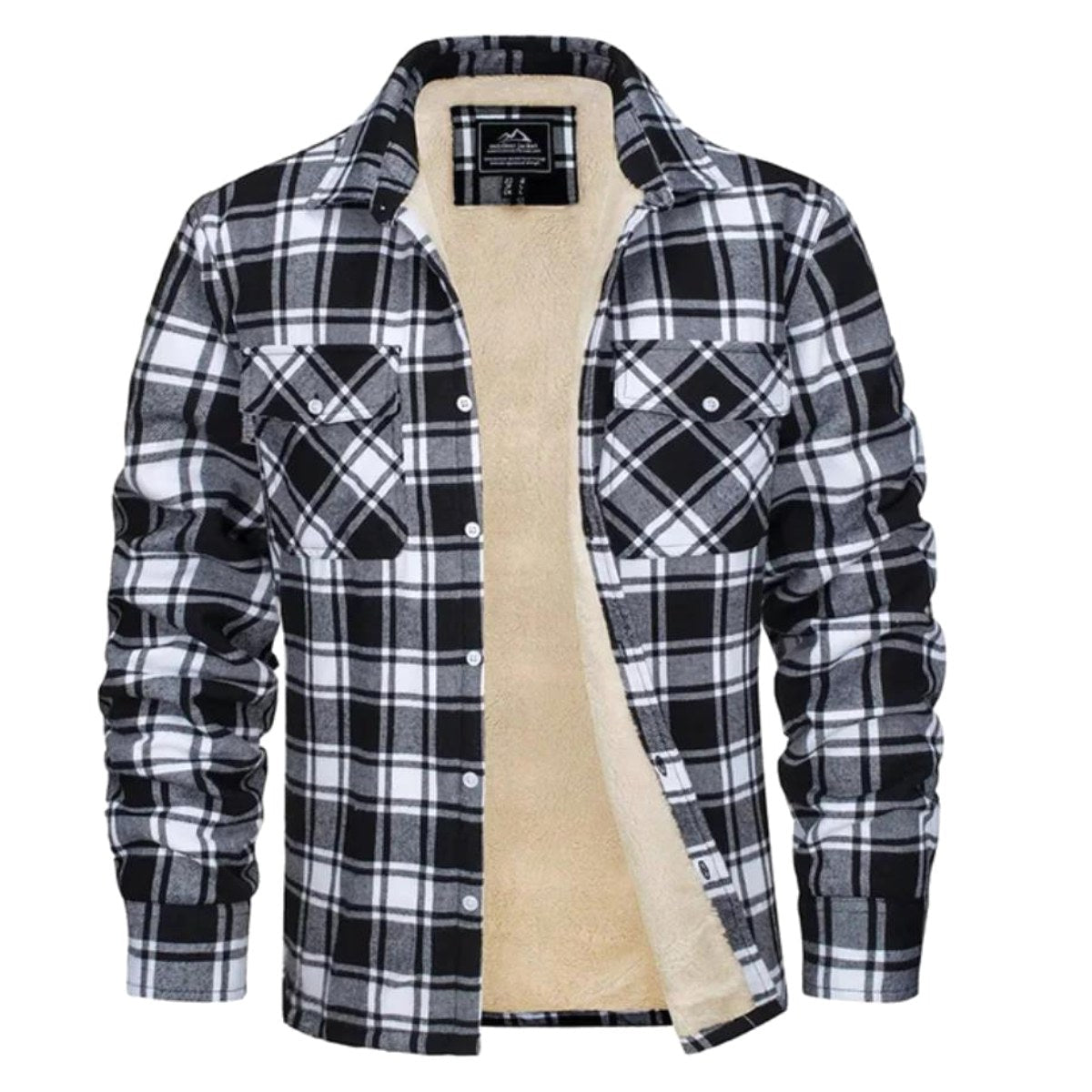 Noah | Herren sherpa-gefütterte Karo-Jacke, Herbstjacke mit Knopfleiste | Nomadnts | Blue-gray