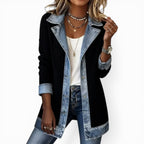 Noelle | Damen Hybrid Strick-Denim-Jacke, entspannte Jacke mit Knopfleiste | Nomadnts | Nomadnts