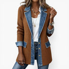 Noelle | Damen Hybrid Strick-Denim-Jacke, entspannte Jacke mit Knopfleiste | Nomadnts | Nomadnts