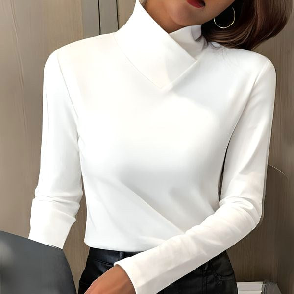 Nora | Damen weicher Rollkragenpullover, eng anliegende Alltags-Strickware | Nomadnts | White