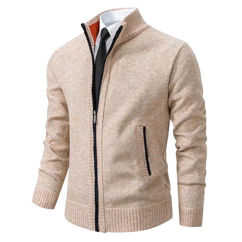 Norbert | Herren-Strickjacke mit Reißverschluss, Leichte Herbst-Strickjacke | Nomad NTS | Beige