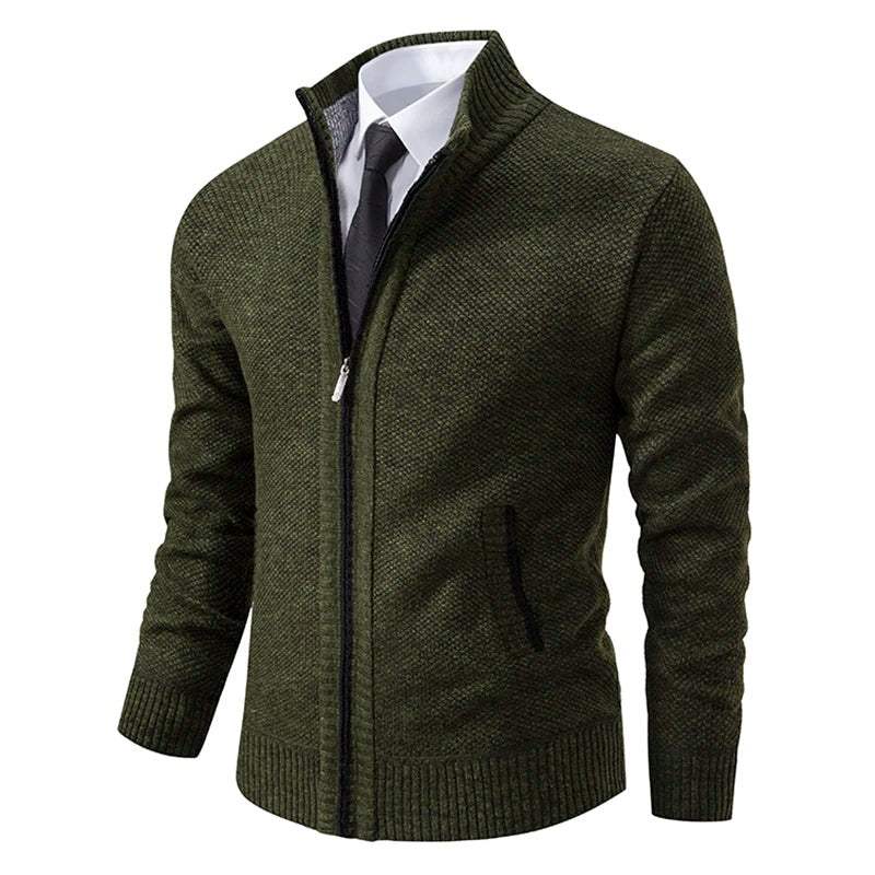 Norbert | Herren-Strickjacke mit Reißverschluss, Leichte Herbst-Strickjacke | Nomad NTS | Green