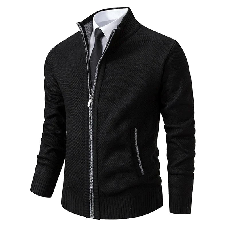 Norbert | Herren-Strickjacke mit Reißverschluss, Leichte Herbst-Strickjacke | Nomad NTS | Black