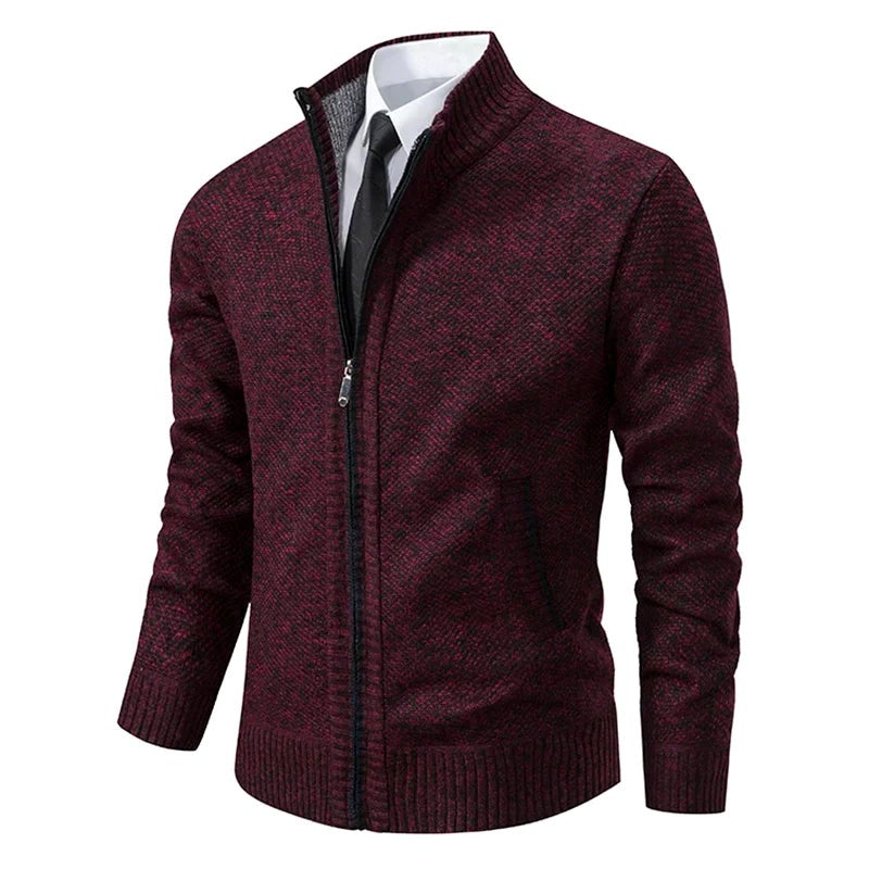 Norbert | Herren-Strickjacke mit Reißverschluss, Leichte Herbst-Strickjacke | Nomad NTS | Bordeaux