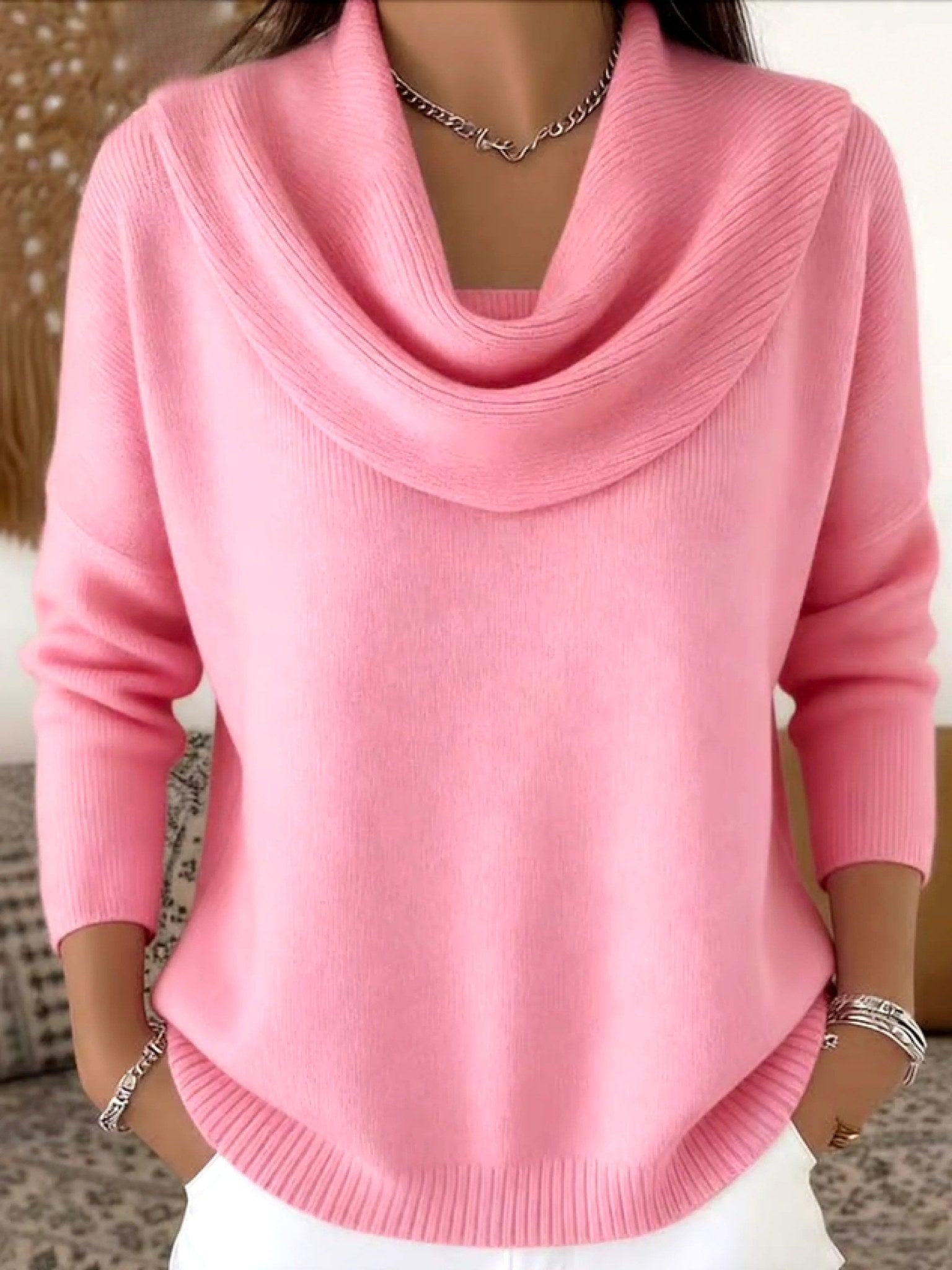 Odette | Damen Merinowoll-Pullover, Strickpullover mit Wasserfall-Ausschnitt | Nomadnts | Nomadnts