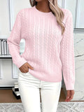 Odile | Damen langärmeliger Zopfmuster-Pullover, strukturierter Herbstpullover | Nomadnts | Pink