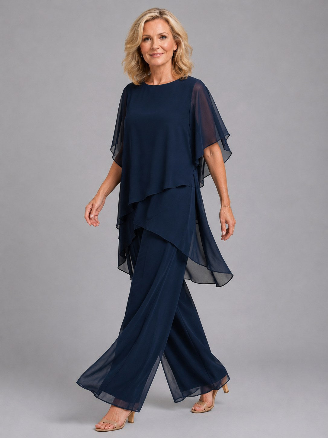 Olive | Damen Chiffon-Zweiteiler, Loungeset mit weit geschnittener Hose | Nomadnts | Nomadnts