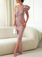 Oliwia | Damen One-Shoulder-Abendkleid mit Rüschen, Anlass-Midikleid | Nomadnts | Nomadnts