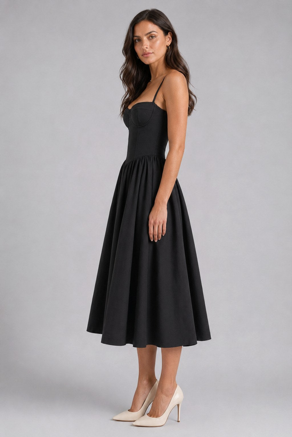 Orla | Damen Blumen-Corset-Midikleid mit Herzausschnitt, Kleid für Hochzeitsgäste | Nomadnts | Nomadnts