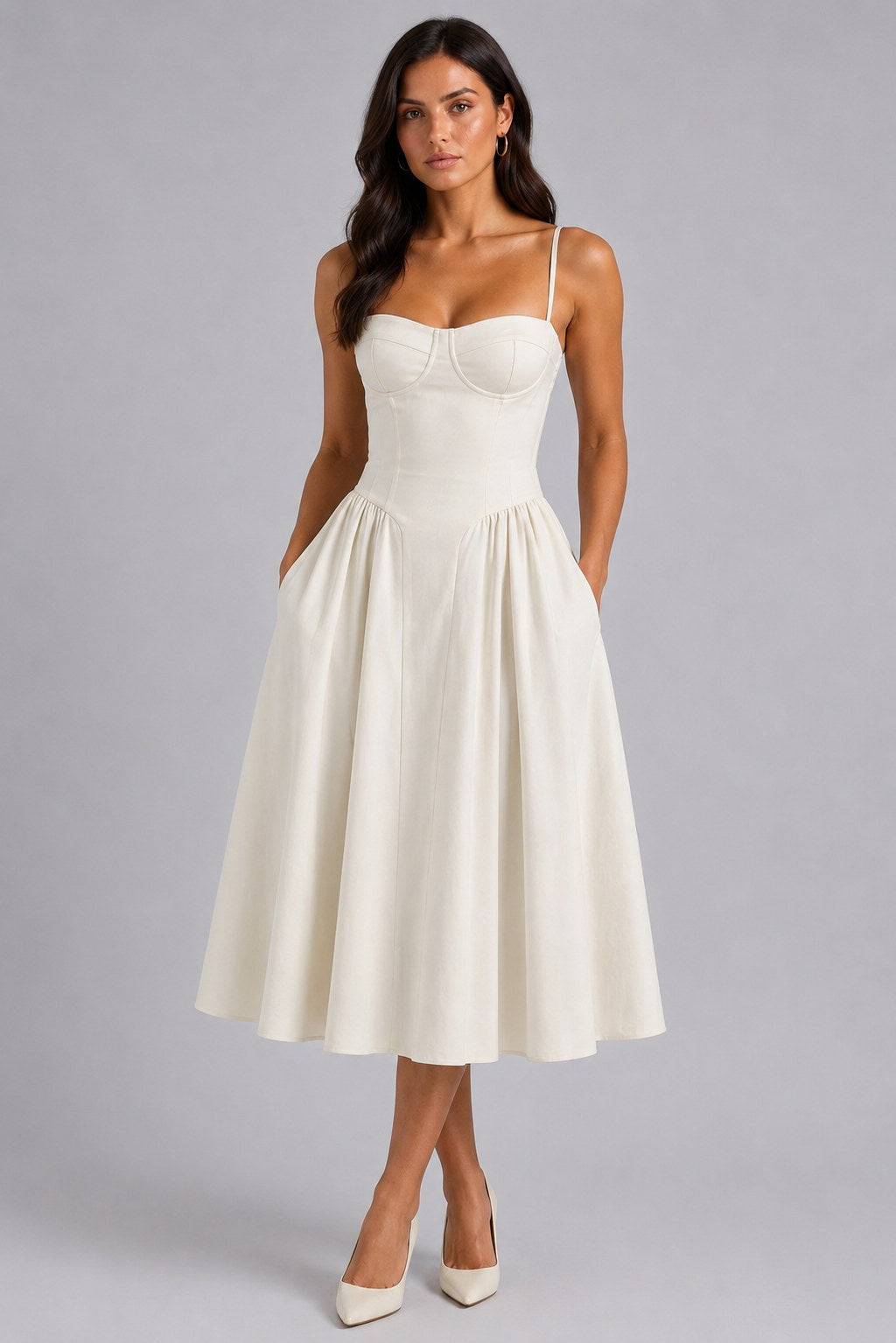 Orla | Damen Blumen-Corset-Midikleid mit Herzausschnitt, Kleid für Hochzeitsgäste | Nomadnts | Nomadnts