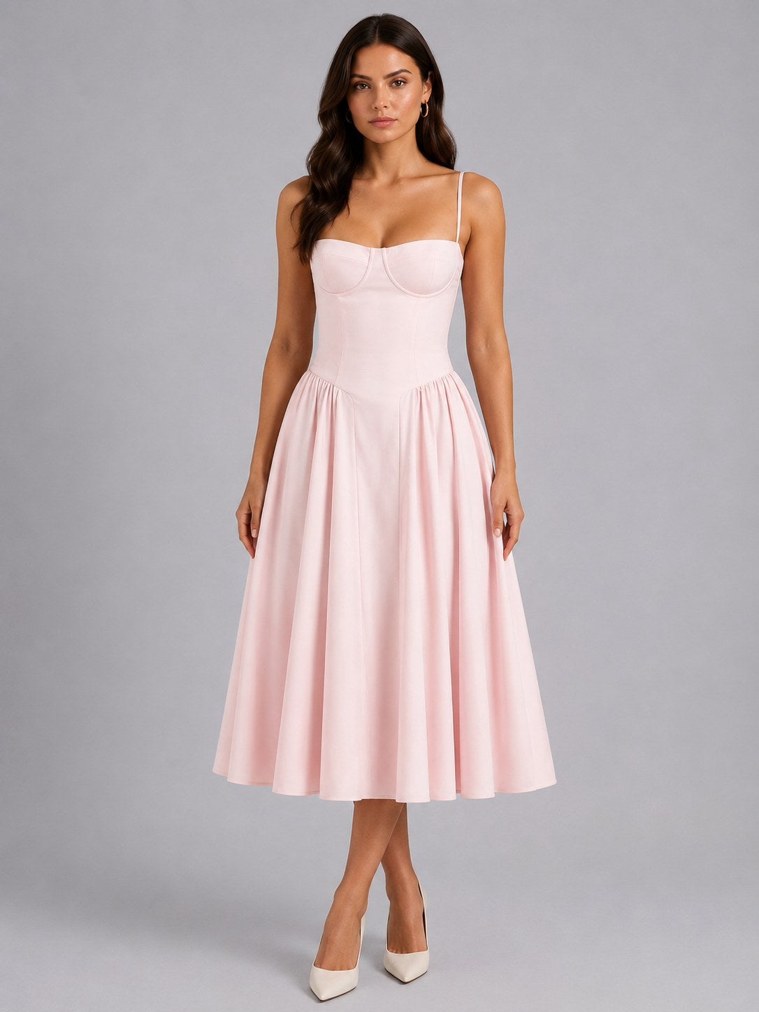 Orla | Damen Blumen-Corset-Midikleid mit Herzausschnitt, Kleid für Hochzeitsgäste | Nomadnts | Nomadnts