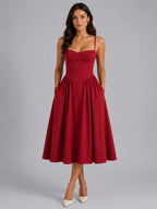 Orla | Damen Blumen-Corset-Midikleid mit Herzausschnitt, Kleid für Hochzeitsgäste | Nomadnts | Nomadnts