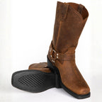 Oswin | Herren wadenhohe Cowboystiefel, Western-Stiefel im Harness-Stil | Nomadnts | Black