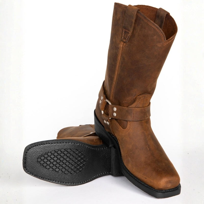 Oswin | Herren wadenhohe Cowboystiefel, Western-Stiefel im Harness-Stil | Nomadnts | Black