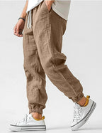 Owen | Herren locker geschnittene Leinen-Jogginghose, Hose mit schmal zulaufendem Knöchel | Nomadnts | Khaki