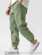 Owen | Herren locker geschnittene Leinen-Jogginghose, Hose mit schmal zulaufendem Knöchel | Nomadnts | Green