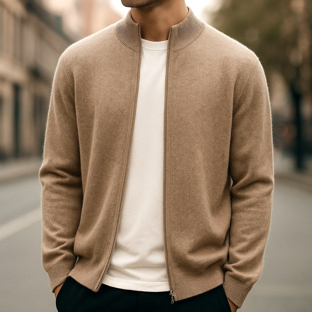 Parker | Herren-Strickjacke mit Reißverschluss, bequeme Alltags-Strickjacke | Nomadnts | Hellblau