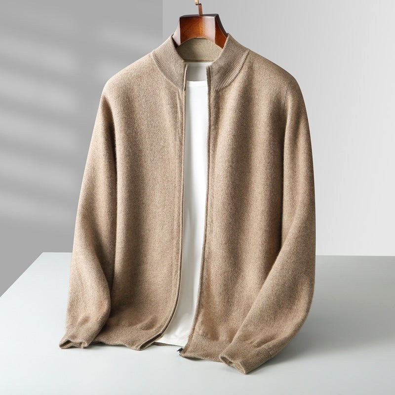 Parker | Herren-Strickjacke mit Reißverschluss, bequeme Alltags-Strickjacke | Nomadnts | Beige