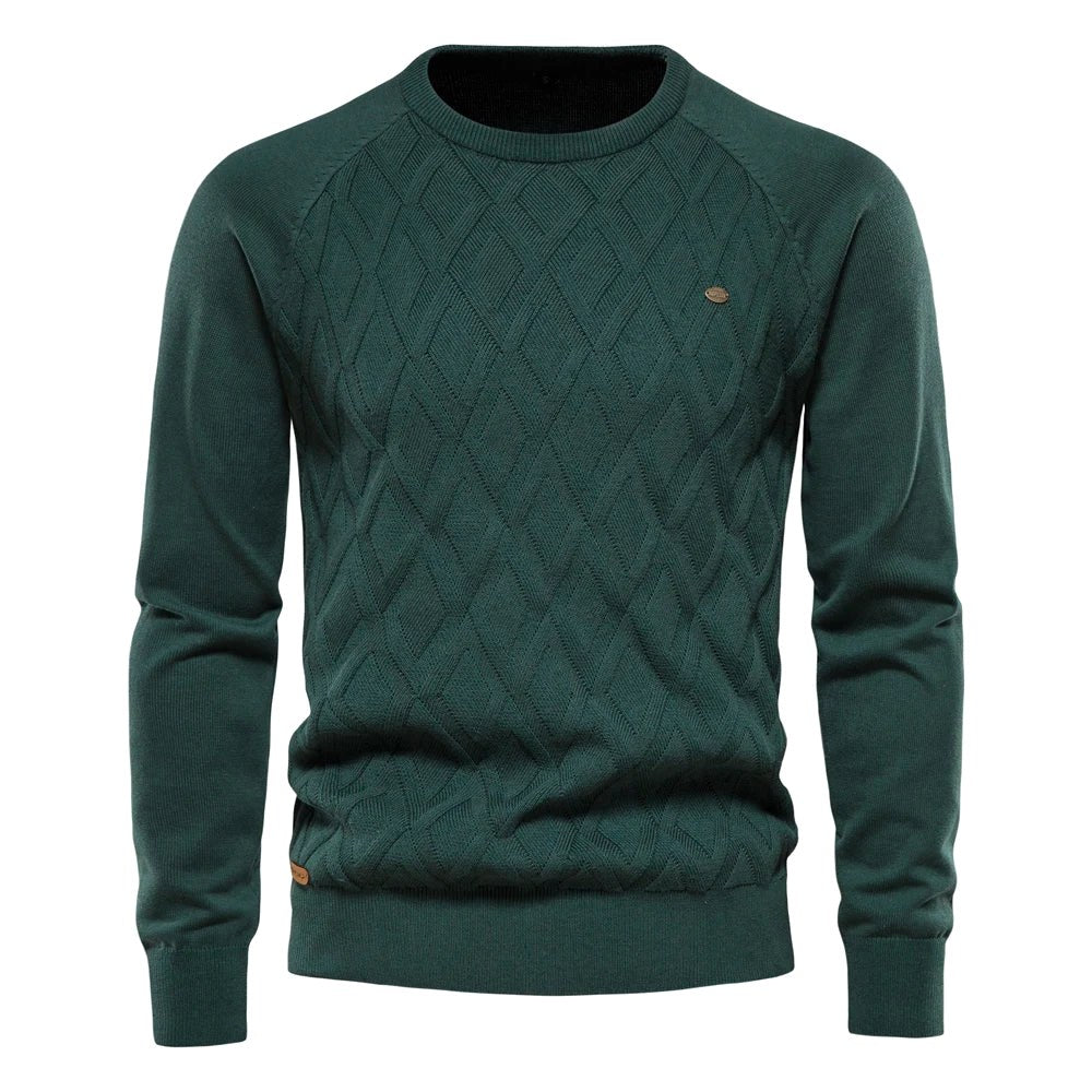 Patrick | Klassischer Herren-Pullover aus Baumwolle, Eleganter Freizeit-Pullover | Nomad NTS | Groen