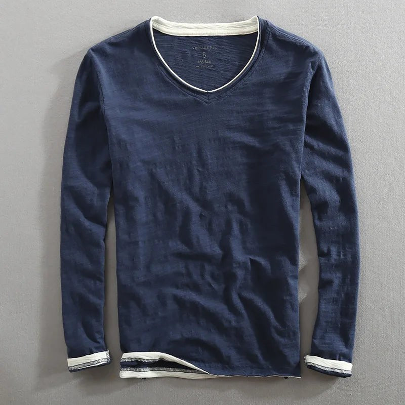 Paul | Herren-Pullover mit V-Ausschnitt und Langarm, Eleganter Freizeit-Pullover | Nomad NTS | Blau