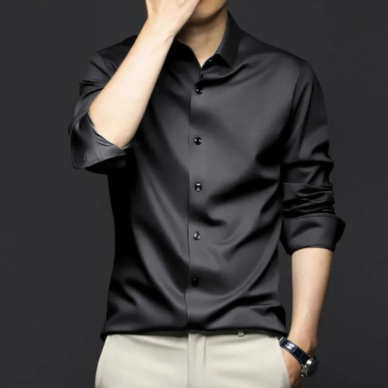 Paweł | Elegante Seidentbluse aus 100% Seide, Klassische Businessbluse | Nomad NTS