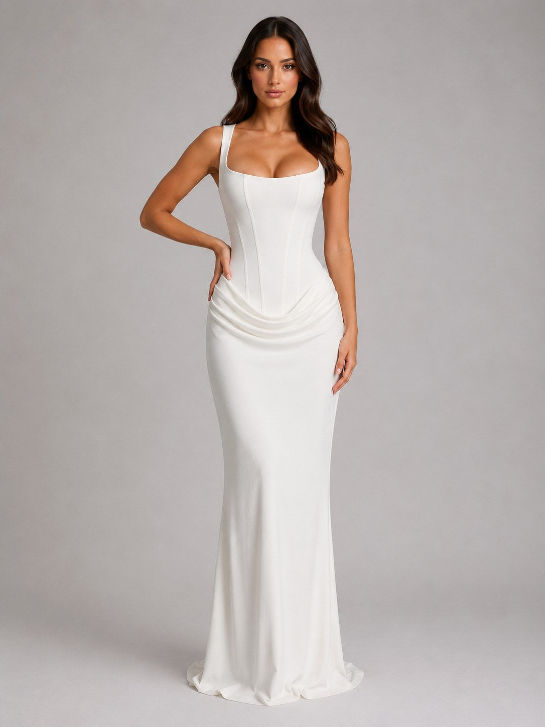 Penelope | Damen Bodycon-Maxikleid mit drapiertem Corset, geformte Silhouette Abendkleid | Nomadnts | Nomadnts