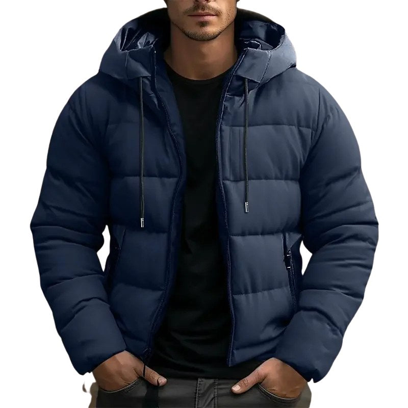 Philip | Herren gesteppte Daunenjacke mit Kapuze, gepolsterter Herbstmantel | Nomadnts | Navy Blue