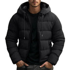 Philip | Herren gesteppte Daunenjacke mit Kapuze, gepolsterter Herbstmantel | Nomadnts | Black