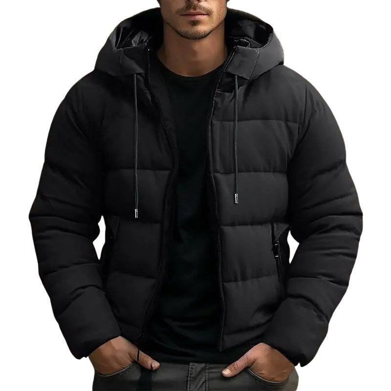 Philip | Herren gesteppte Daunenjacke mit Kapuze, gepolsterter Herbstmantel | Nomadnts | Black