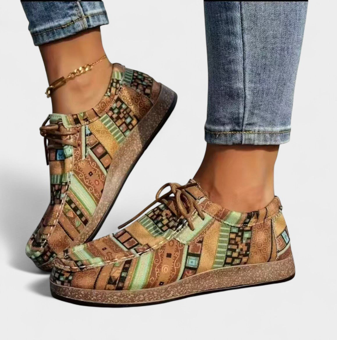 Phoebe | Damen leichte orthopädische Sneaker, gepolsterte Stützschuhe | Nomadnts | Green