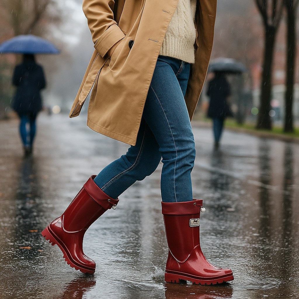 Phoebe | Damen wasserdichte Gummistiefel, Regenstiefel mit verstellbarer Schnürung | Nomadnts | Nomadnts