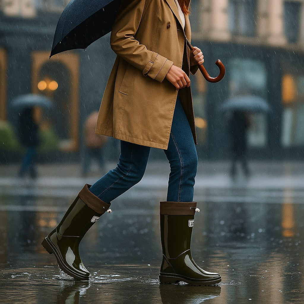 Phoebe | Damen wasserdichte Gummistiefel, Regenstiefel mit verstellbarer Schnürung | Nomadnts | Nomadnts