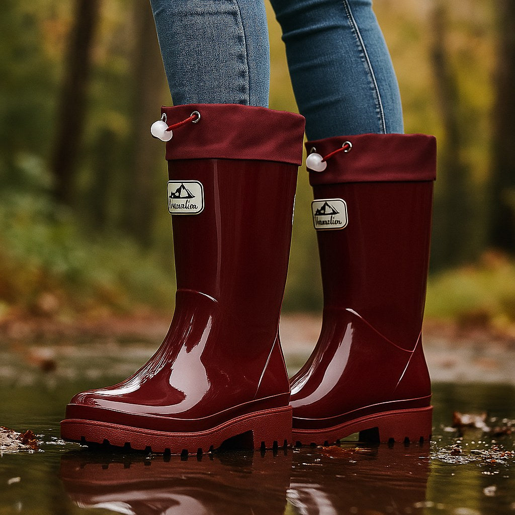 Phoebe | Damen wasserdichte Gummistiefel, Regenstiefel mit verstellbarer Schnürung | Nomadnts | Nomadnts