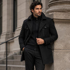Preston | Herren-Woll-Trenchcoat mit Doppelkragen, taillierter Business-Mantel | Nomadnts