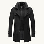 Preston | Herren-Woll-Trenchcoat mit Doppelkragen, taillierter Business-Mantel | Nomadnts | Khaki