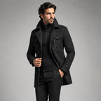 Preston | Herren-Woll-Trenchcoat mit Doppelkragen, taillierter Business-Mantel | Nomadnts