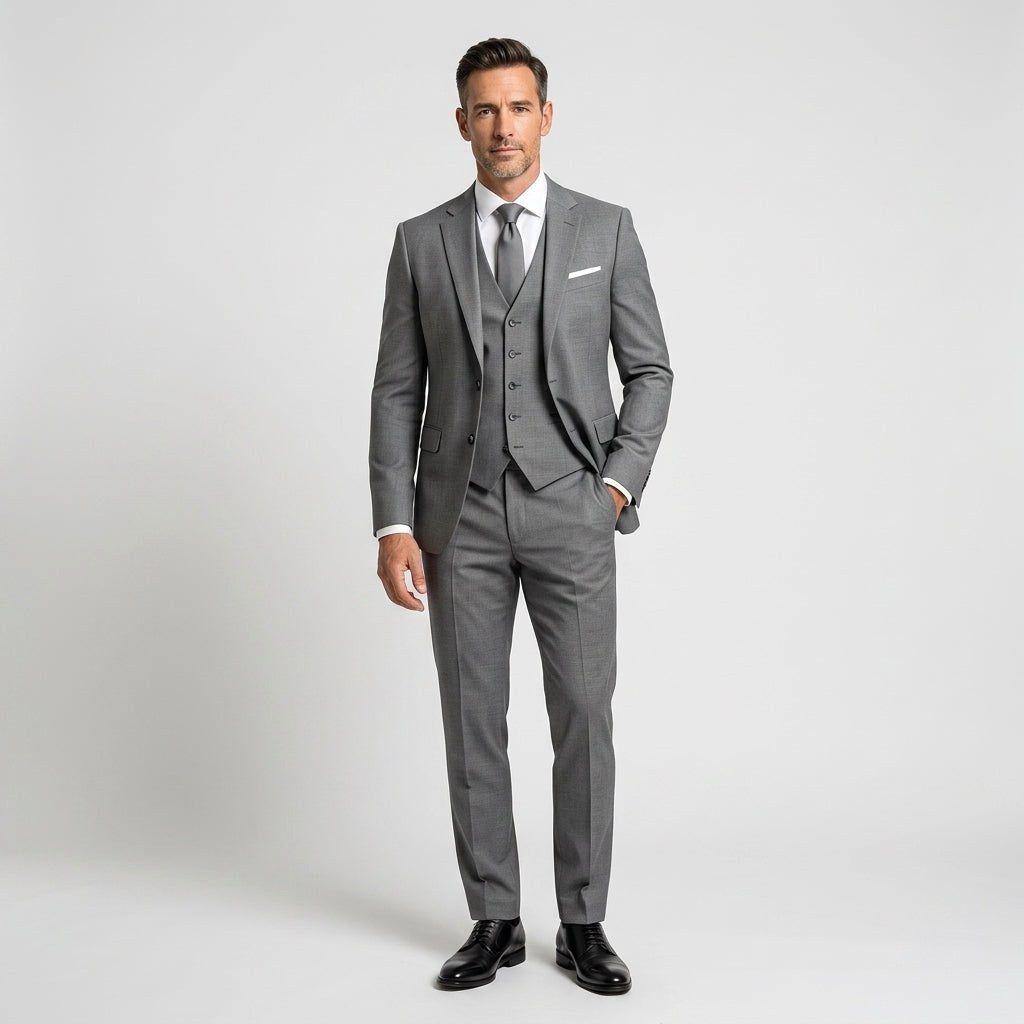 Przemysław | Eleganter dreiteilliger Herrenanzug mit Weste, Slim-Fit Anzug | Nomad NTS