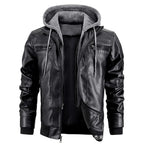 Reginald | Herren Leder-Winterjacke mit Kapuze, schlank geschnittener Herbstmantel | Nomadnts | Nomadnts