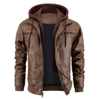 Reginald | Herren Leder-Winterjacke mit Kapuze, schlank geschnittener Herbstmantel | Nomadnts | Nomadnts
