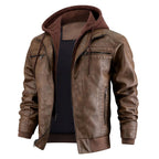 Reginald | Herren Leder-Winterjacke mit Kapuze, schlank geschnittener Herbstmantel | Nomadnts | Nomadnts