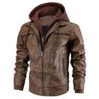Reginald | Herren Leder-Winterjacke mit Kapuze, schlank geschnittener Herbstmantel | Nomadnts | Nomadnts