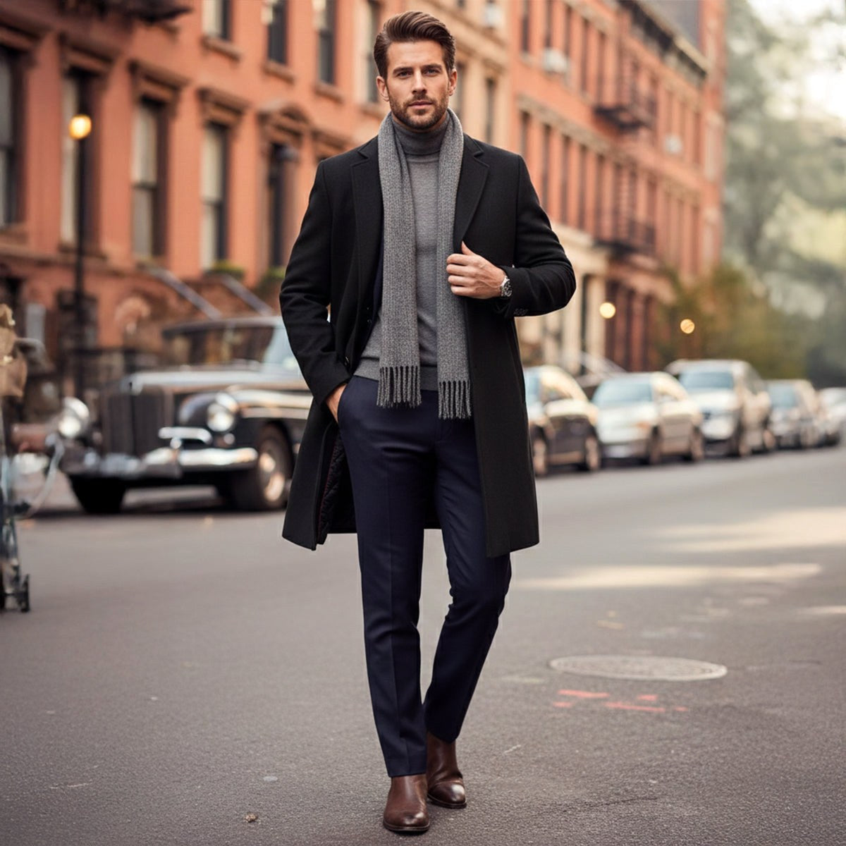 Reid | Taillierter langer Herrenmantel, eleganter Wintermantel | Nomadnts