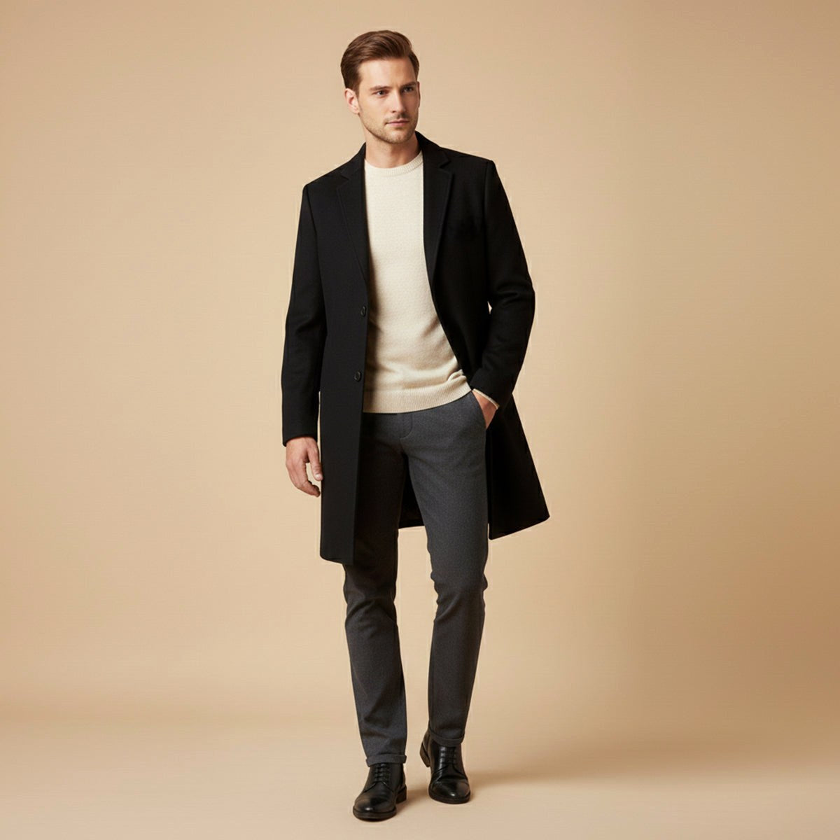 Reid | Taillierter langer Herrenmantel, eleganter Wintermantel | Nomadnts