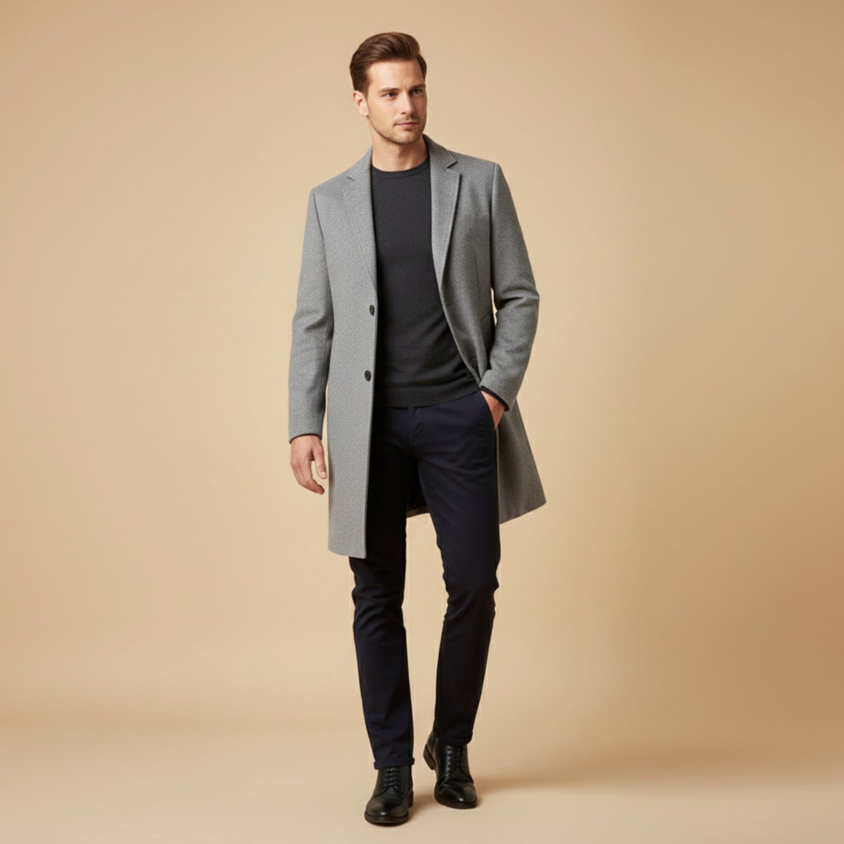 Reid | Taillierter langer Herrenmantel, eleganter Wintermantel | Nomadnts